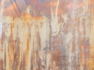 background image of rust, stains of paint on a metal wall