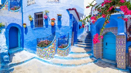 Photo sur Plexiglas Maroc Rue et architecture étonnantes de Chefchaouen, Maroc, Afrique du Nord