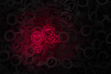 Concept art on the theme of same-sex love 3D illustration