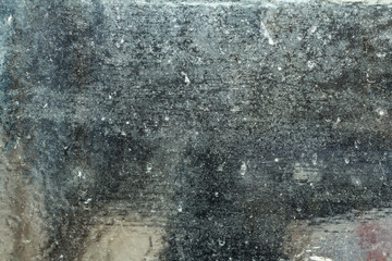 Texture of glass, crack, dust and scratches, close-up