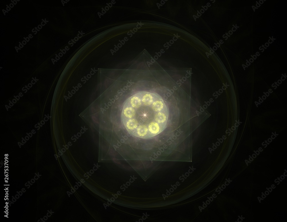 Poster fractal radial pattern on the subject of science, technology and design