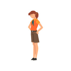 Fototapeta premium Girl Zoo Worker, Volunteer, Professional Zookeeper Character Caring of Animal Vector Illustration