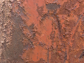 background image of rust, stains of paint on a metal wall