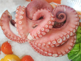 Octopus tentacles on ice