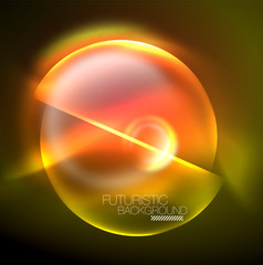 Vector glowing neon circles abstract background