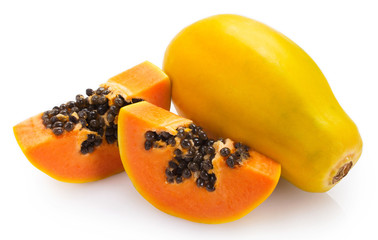 Fresh papaya on white background
