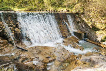 Obraz premium Waterfall at the Val Vertova Torrent near Bergamo,Seriana Valley,Italy,
