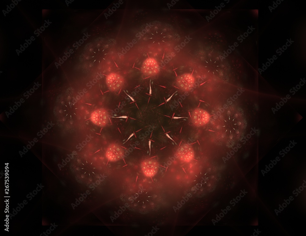 Poster lacy colorful clockwork pattern. digital fractal art design. abstract design of sacred symbols signs