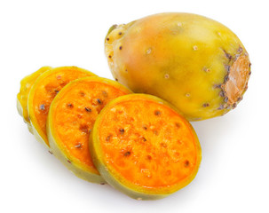 Fresh opuntia on white background. Prickly pear.