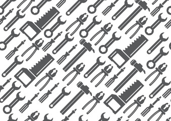 Construction tools vector icons seamless pattern. Hand-made equipment background in flat style.