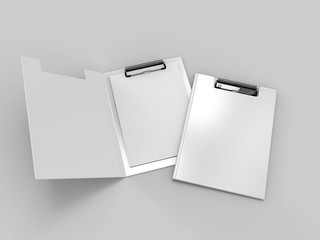 Blank Clip Folder Clipboard for Branding and Mock up. 3d render illustration.