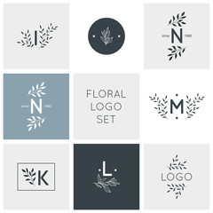 Floral logo collection. Logos, badges, emblems, logotypes design.	