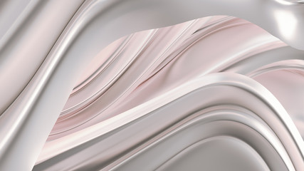 Luxurious silver background with satin drapery. 3d illustration, 3d rendering.