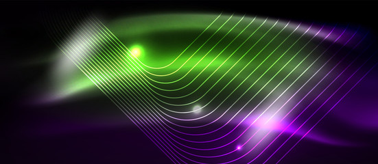 Glowing shiny neon squares abstract background, techno modern template