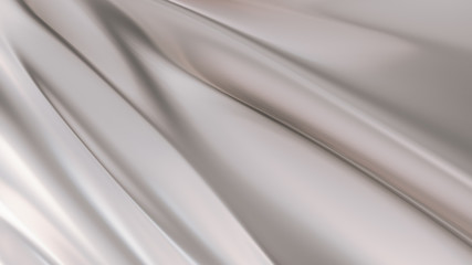 Obraz premium Luksusowe srebrne tło z satynową draperią. Ilustracja, renderowanie 3d.
