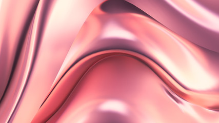 Luxurious pink background with satin drapery. 3d illustration, 3d rendering.