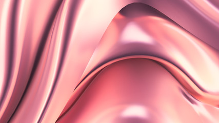 Luxurious pink background with satin drapery. 3d illustration, 3d rendering.