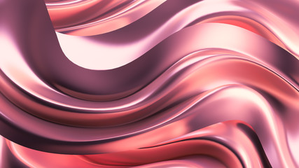 Luxurious pink background with satin drapery. 3d illustration, 3d rendering.