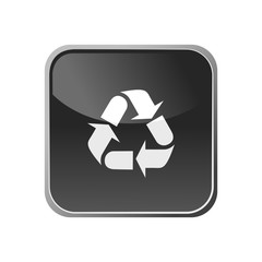 Recycling icon on a square button