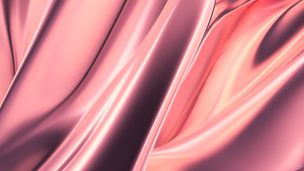 Luxurious pink background with satin drapery. 3d illustration, 3d rendering.