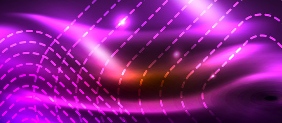 Obraz premium Neon square shapes lines on glowing light background
