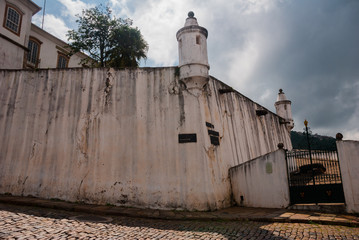 Ancient and historical fortification in colonial architecture at Ouro Preto, Brazil
