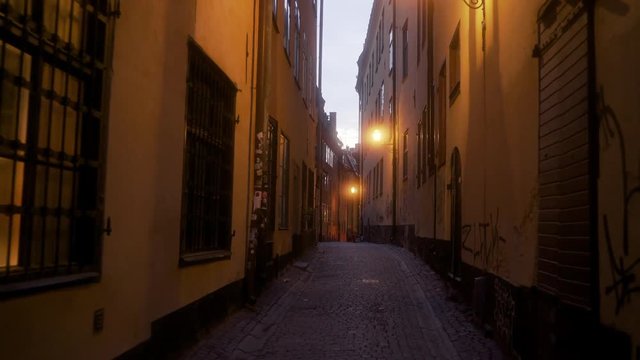 Alleyways of Oldtown Stockholm at Dusk