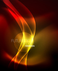 Neon color wave lines abstract background, magic techno futuristic light