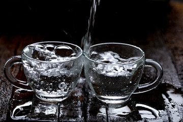 water splash in glass cup