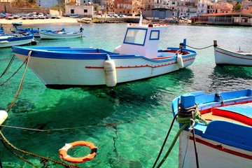 Fototapeta na wymiar cute fishing boats in Sicily, Italy