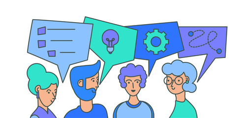 Team building, brainstorm vector illustration