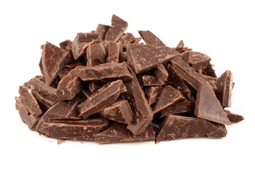 Dark chocolate on a white background
