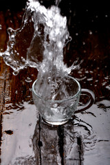 water splash in glass cup