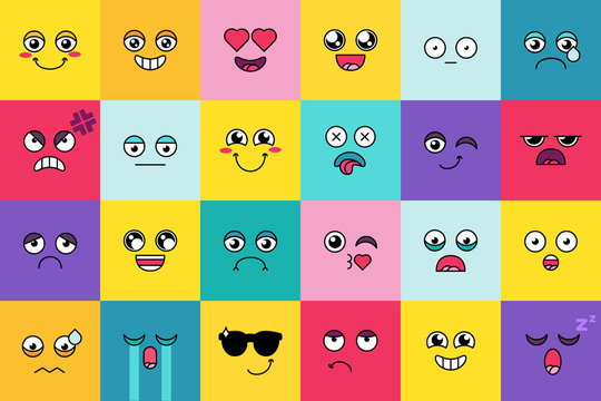 Smiley, cute emoji sticker set