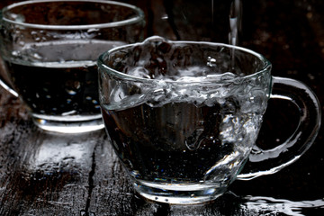 water splash in glass cup