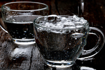 water splash in glass cup