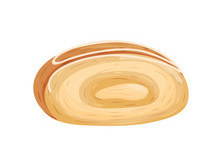 Bun in the form of a roll without a filling. Vector illustration on white background.