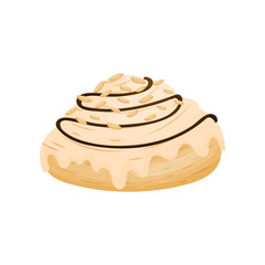 Bun with icing in the form of a pyramid. Vector illustration on white background.