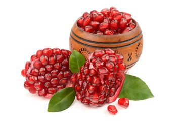 Pomegranate on white background