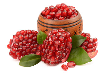 Pomegranate on white background