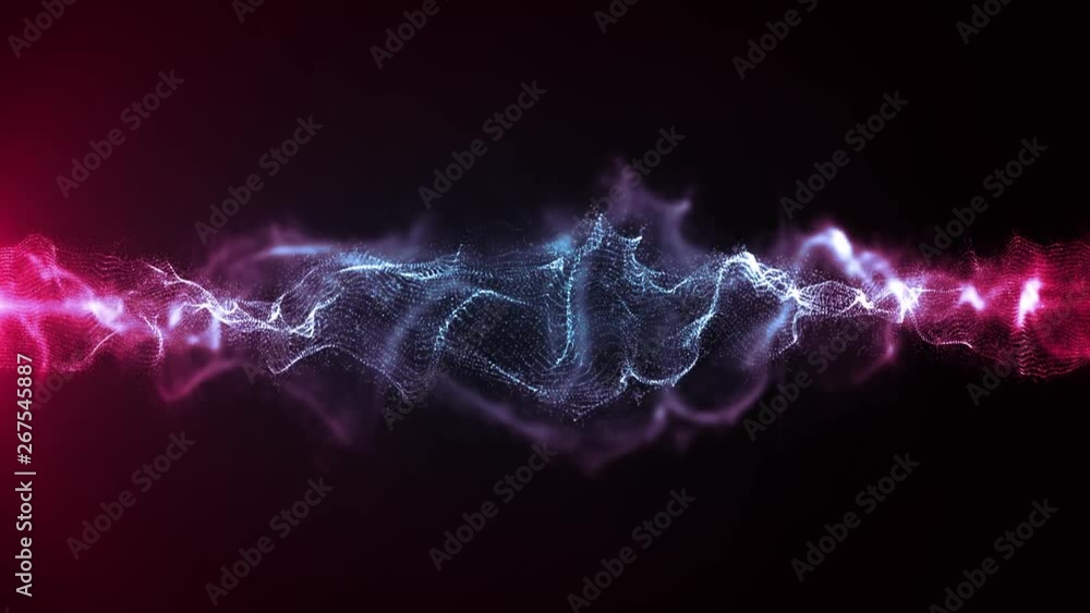 Poster abstract wave energy background loop/ 4k animation of an abstract fractal light silk elegant field w