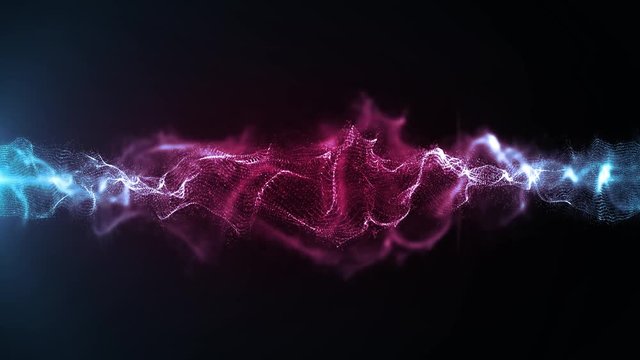 Abstract Wave Energy Background Loop/ 4k animation of an abstract fractal light silk elegant field with particles and turbulence lines waving smoothly