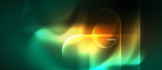 Neon glowing techno lines, hi-tech futuristic abstract background template