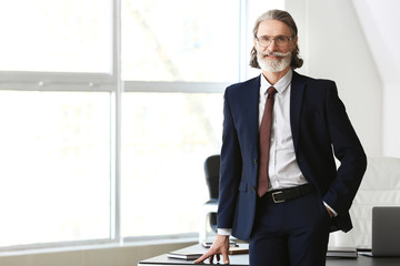 Portrait of handsome mature businessman in office