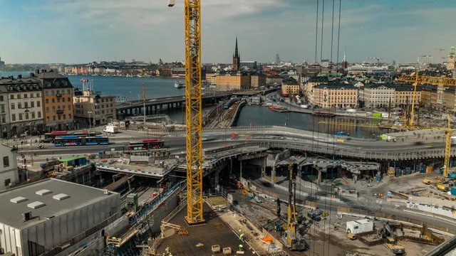 Construction over Stockholm Time Lapse