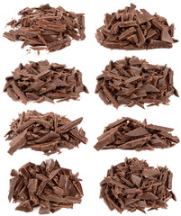 Dark chocolate on a white background