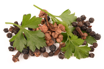 spices on a white background