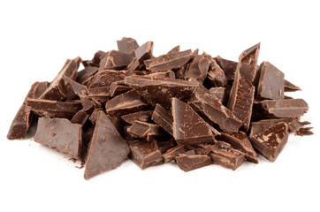 Dark chocolate on a white background