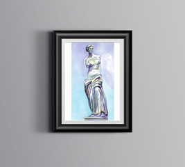 Aphrodite Cyprus statue watercolor illustration