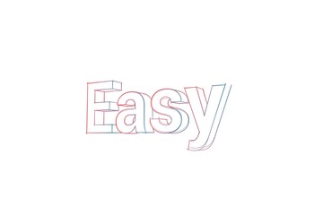 Easy - 3D Text - Words with colored lines tilde and orange on white